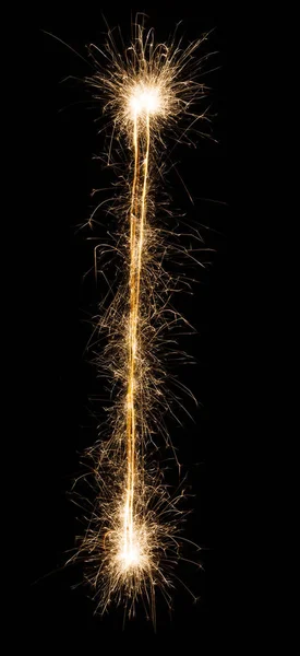 Letra I en inglés del alfabeto sparklers sobre fondo negro . —  Fotos de Stock