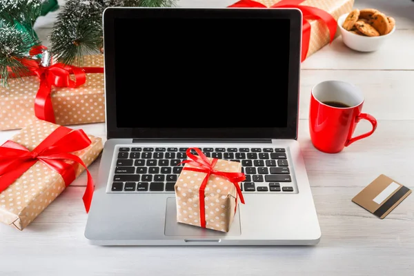 Weihnachten Online-Shopping Hintergrund — Stockfoto