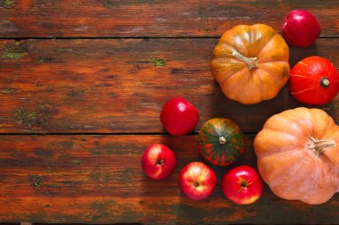 Sonbaharda hasat kabak ve elma arka plan