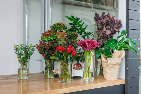 Flower shop interior, small business of floral design studio