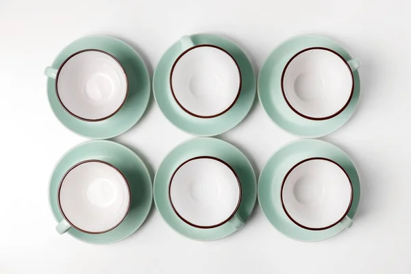 Sauberes Geschirr, Kaffee- oder Teetassen-Set — Stockfoto