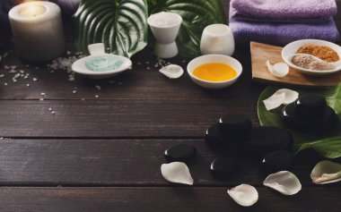Kaplıca tedavisi, Aromaterapi arka plan. Ayrıntılar ve aksesuarları