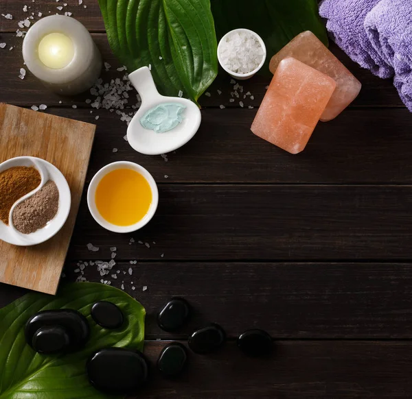 Spa kezelés, aromaterápiás háttér. Részletek és tartozékok — Stock Fotó