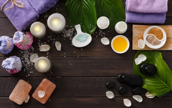 Spa-behandling, aromterapi bakgrund. Detaljer och tillbehör — Stockfoto