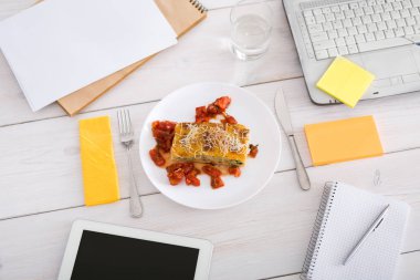 Office, diyet gıda kavramı sağlıklı Öğle Yemeği