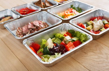 Sağlıklı gıda kutularında, diyet kavramı.