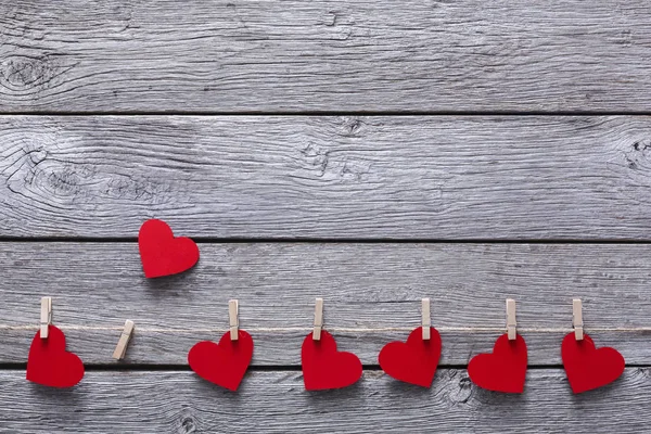 Sevgililer günü arka plan, kağıt kalpler sınır Wood, kopya alanı — Stok fotoğraf