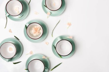 Temiz yemekler, kahve fincanı arka plan kopya alanı ile ayarla.