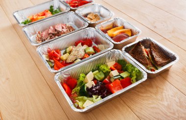 Sağlıklı gıda kutularında, diyet kavramı.