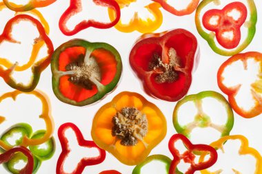 Arkadan aydınlatmalı biber, soyut dilimleri dokulu arka plan