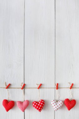 Sevgililer günü arka plan, yastık kalpler sınır Wood, kopya alanı