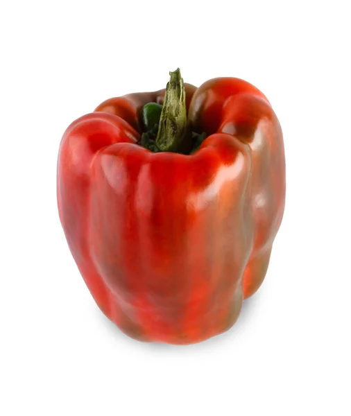 Ένα ώριμο φρέσκο κόκκινο πιπέρι απομονώνονται σε λευκό φόντο — Φωτογραφία Αρχείου
