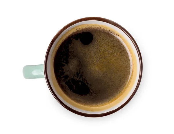 Espresso o americano, taza de café negro encima sobre fondo blanco — Foto de Stock