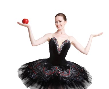 Elma ve kopya alanı el ile güzel ballerine