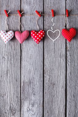 Sevgililer günü arka plan, el yapımı yastık kalpler Wood, kopya alanı