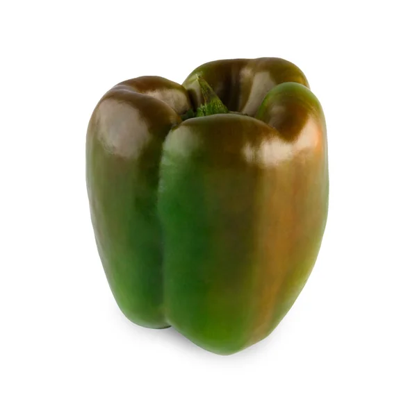 Un poivron vert frais mûr isolé sur fond blanc — Photo