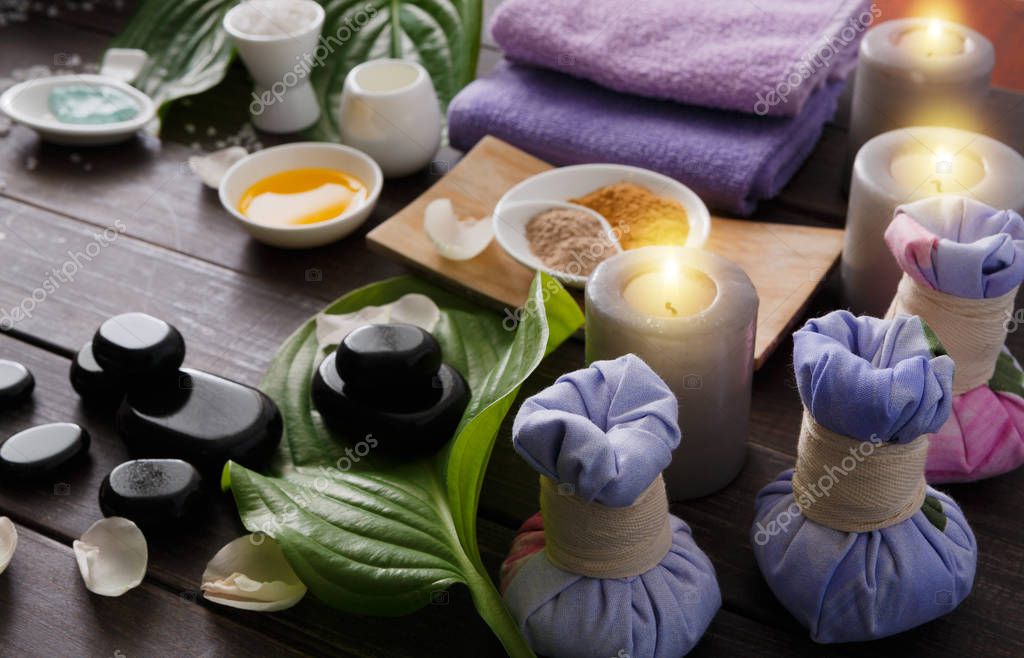 Spa treatment, aromatherapy background. Details and accessories — Stock