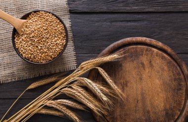 Ekmek fırın arka plan, tahıl ve buğday kulaklar