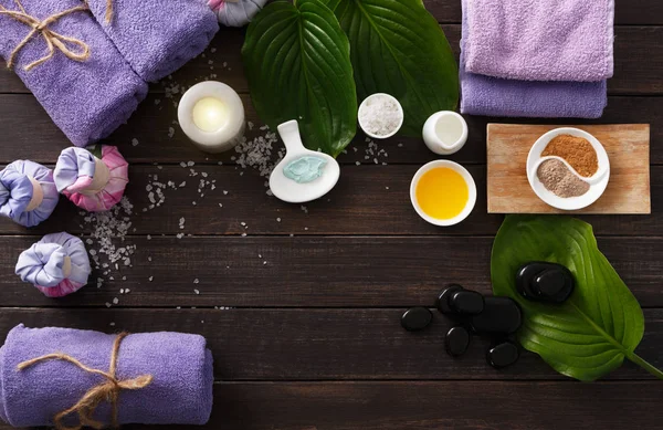 Spa-Behandlung, Aromatherapie Hintergrund. Details und Zubehör — Stockfoto