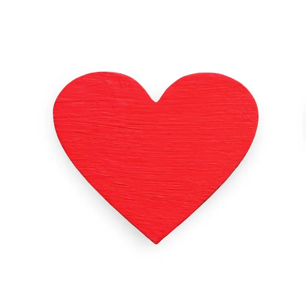 Corazón de madera estampado rojo aislado sobre fondo blanco, día de San Valentín —  Fotos de Stock