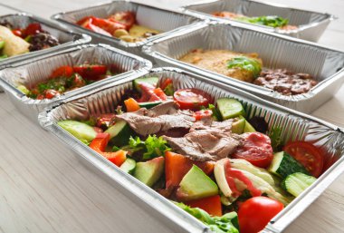 Sağlıklı gıda kutularında, diyet kavramı.