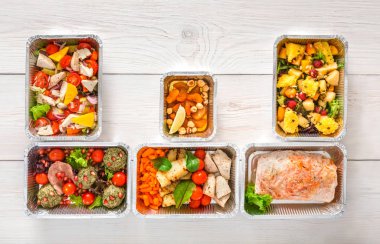 Sağlıklı gıda almak uzakta, en iyi manzaraya ahşap arka plan