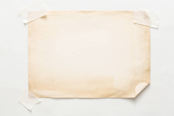 old craft paper sheet isolated on white background