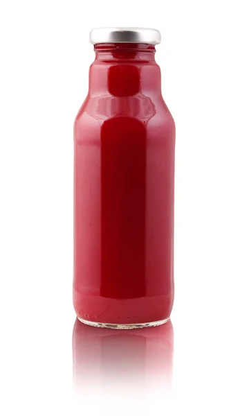Frasco de suco de beterraba isolado no fundo branco — Fotografia de Stock