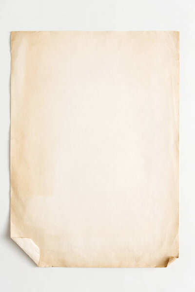 old craft paper sheet isolated on white background