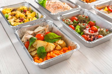 Sağlıklı gıda almak uzakta, en iyi manzaraya ahşap arka plan