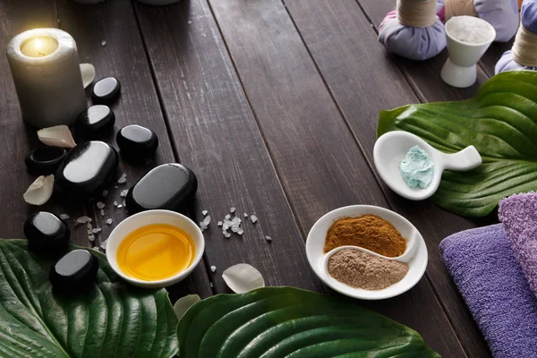 Spa kezelés, aromaterápiás háttér. Részletek és tartozékok — Stock Fotó