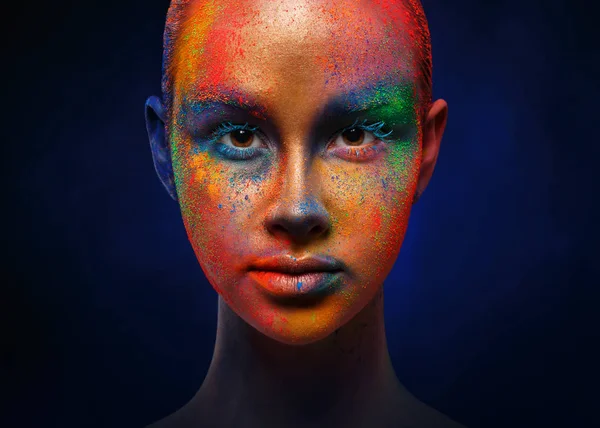 Creative art of make up, fashion model closeup portrait — Stock Photo, Image