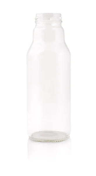 Frasco de vidro vazio isolado no fundo branco — Fotografia de Stock