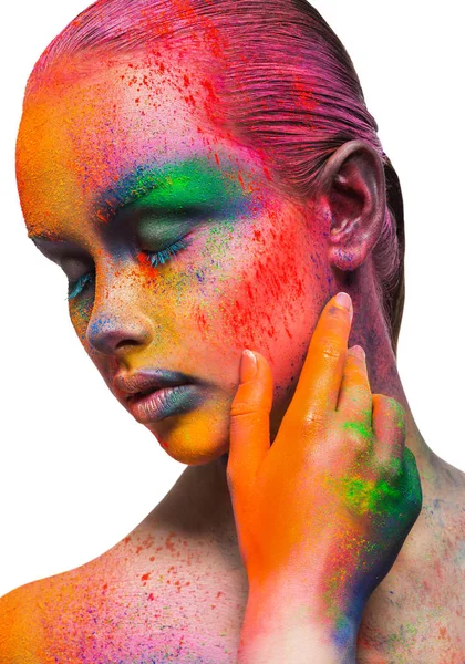 Creatieve kunst van make-up, fashion model close-up portret — Stockfoto