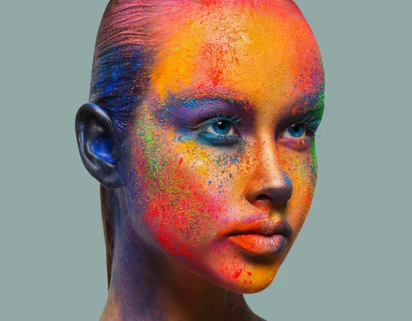Creative art of make up, fashion model closeup portrait — Stock Photo, Image