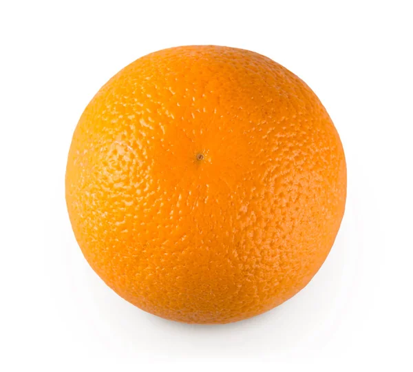 Один свіжий апельсиновий цитрусовий фрукт крупним планом ізольований на білому тлі — стокове фото