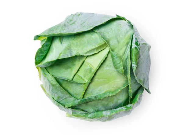 One ripe fresh green cabbage isolated on white background — Stock Photo, Image