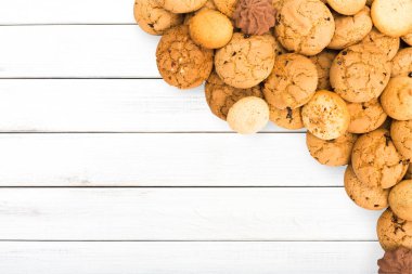 Kurabiye ve bisküvi, kopya alanı ile ahşap beyaz