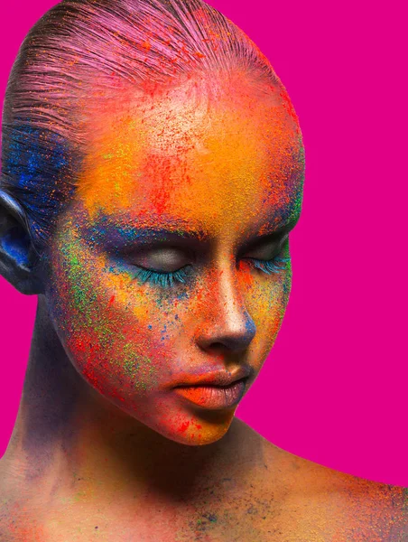 Arte creativa del make up, modello di moda ritratto primo piano — Foto Stock