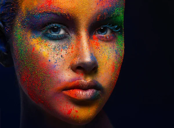 Creative art of make up, fashion model closeup portrait — Stock Photo, Image