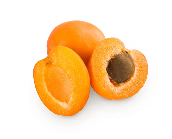 Fresh apricot halves isolated on white background — Stock Photo, Image