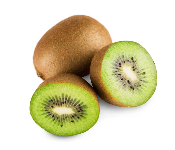 Verse kiwi die helft geïsoleerd op witte achtergrond — Stockfoto