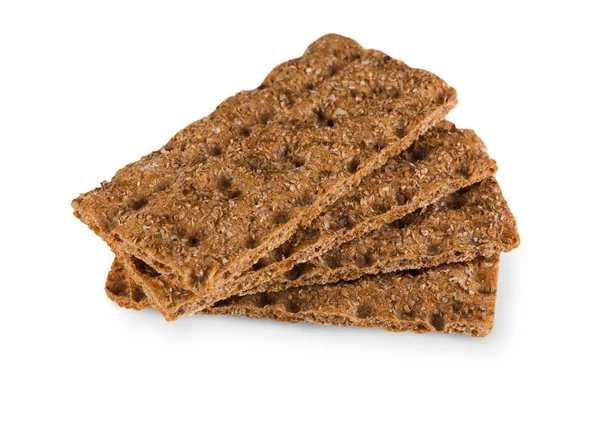 Celozrnné křupavé žitného chleba izolované na bílém — Stock fotografie