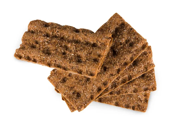 Celozrnné křupavé žitného chleba izolované na bílém — Stock fotografie