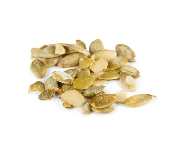 Pilha de sementes de abóbora close-up como fundo alimentar abstrato — Fotografia de Stock