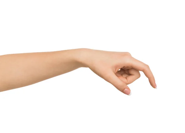 Vrouwelijke hand oppakken van iets, knipsel — Stockfoto