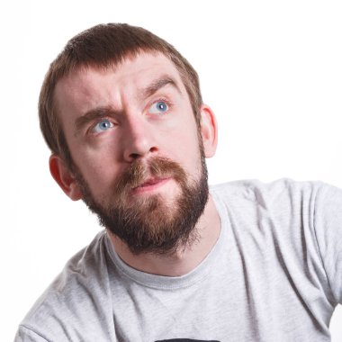 Düşünme, yaratıcı fikir arama konsantre adam