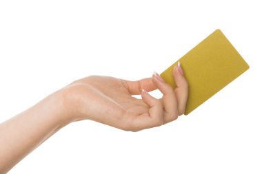 Plastik kart tutan el Close-Up