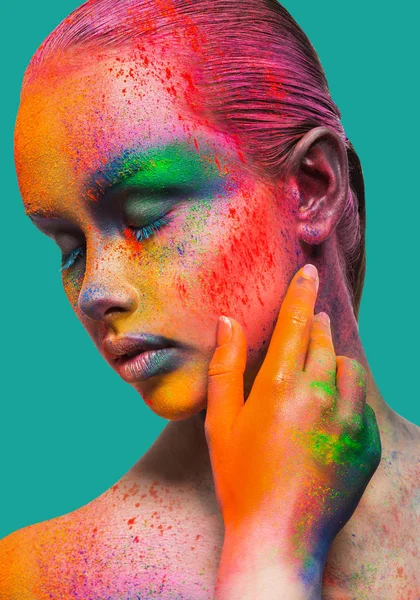 Arte creativa del make up, modello di moda ritratto primo piano — Foto Stock