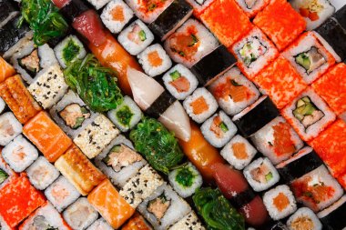 Suşi, maki ve rulo arka plan kümesi